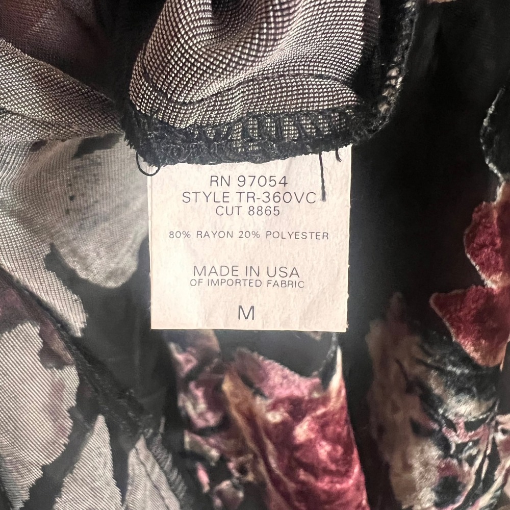 Three Eighty Two Black Floral Velvet Burnout Kimono Duster Cardigan Jacket M - Picture 8 of 8